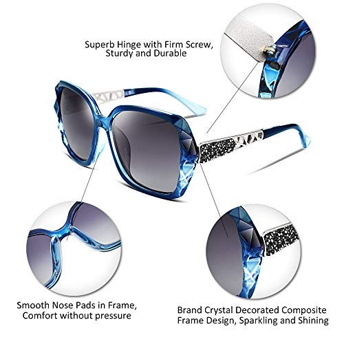 FEISEDY Lunettes de Soleil Surdimensionnées Polarisées pour Femme B2289 – vue 4