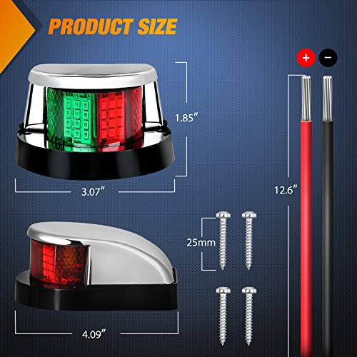 Image of Nilight Marine Boat Navigation Light 24LED Red Green LED Port Starboard Signals Bow Lights 12V Waterproof for Skeeter Yacht Pontoon Speedboat Sailboats Fishing Boats