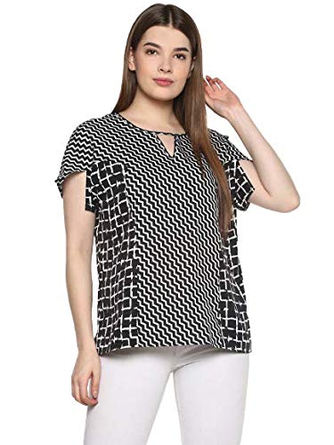 QurviiZig zag and Plaid Mix Media top