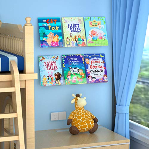 FEMELI Acrylic Floating Wall Ledge Book Shelf for Kid with Lip,Wall Mount Display Shelf Organizer for Nursery Room Bathroom Dorm 24 Inch,1 Pack