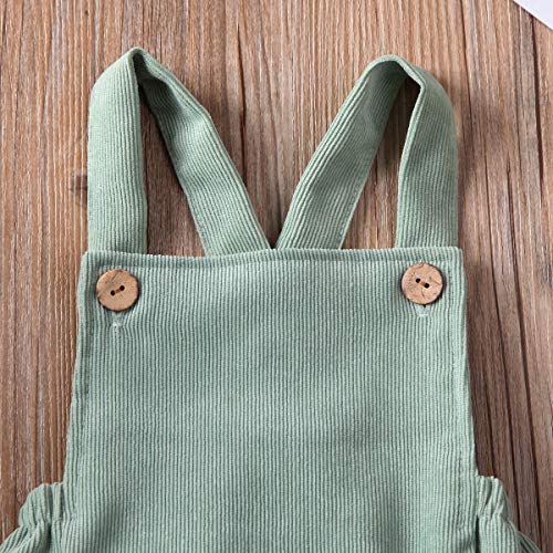 Tsexiefoofu Newborn Baby Boy Girl Cotton Line Sleeveless Straps Bodysuit Romper Jumpsuit Outfits Long Sleeve Clothes (Corduroy-Green, 0-3 Months) #TOP1