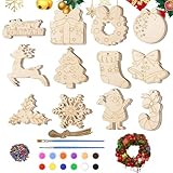 Bolas de árbol de Navidad de Madera sin terminar, Juego de Manualidades para decoración de Fiestas, 60 Piezas, navideños sin terminar, para Ventanas, chimeneas, aulas