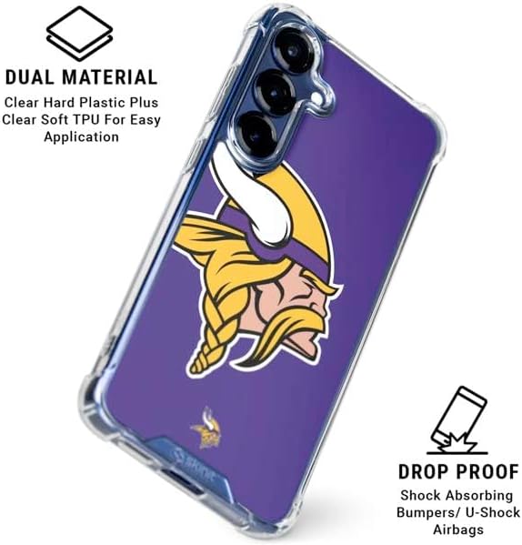 Skinit Clear Phone Case Compatible with Galaxy S25 - Officially Licensed NFL Minnesota Vikings Retro Logo Design