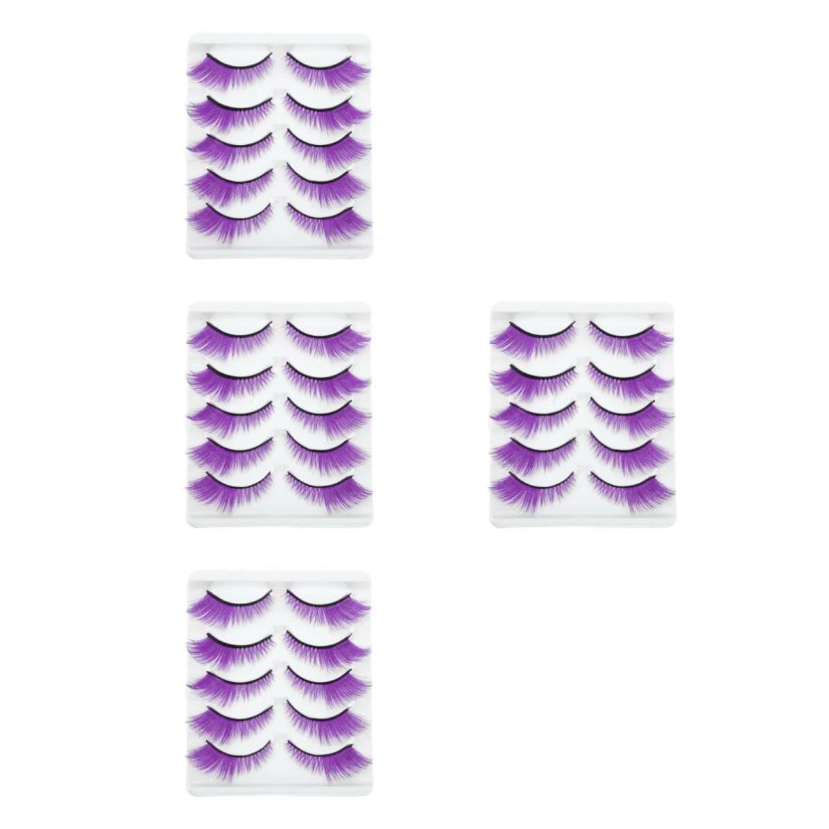 Healeved 20 Paia Ciglia e Duraturo in Fibra Artificiale Colorate Porpora Finte Effetto Realistico Riutilizzabili per Look Naturale per Cosplay e Trucco da Palcoscenico