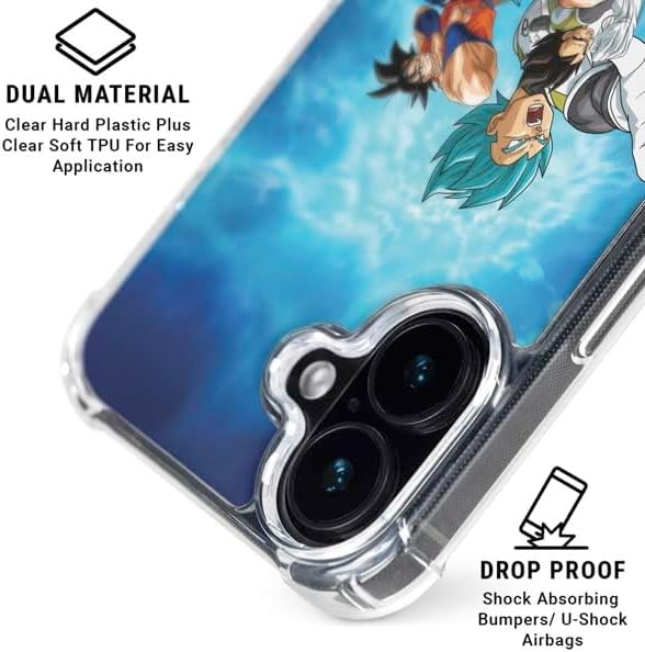 Skinit Clear Phone Case Compatible with iPhone 16 - Officially Licensed Dragon Ball Super Goku Vegeta Super Ball Design
