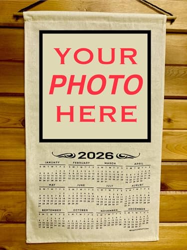 Personalized Hanging Cloth 2026 Calendar, Photo Only, 12 months calendar from Jan. 2026 - Dec. 2026, Perfect for gifts, office, and home