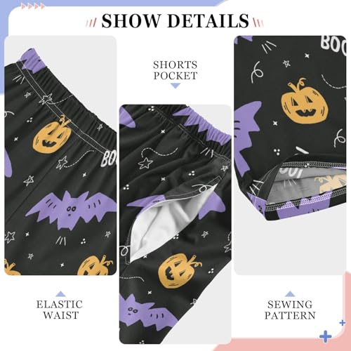 Bat Pumpkin Boo Boys Long Pants Soft Trousers Elastic Waist Kids Lounge Bottoms with Pockets S-XL4
