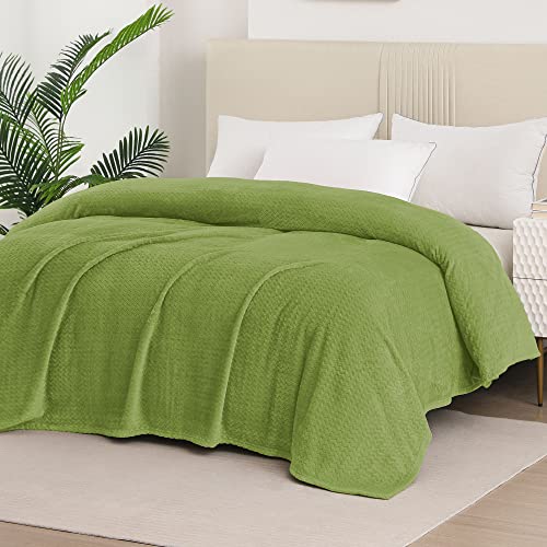 Whale Flotilla Breathable King Size Blanket for Bed, Olive Green(Chevron)