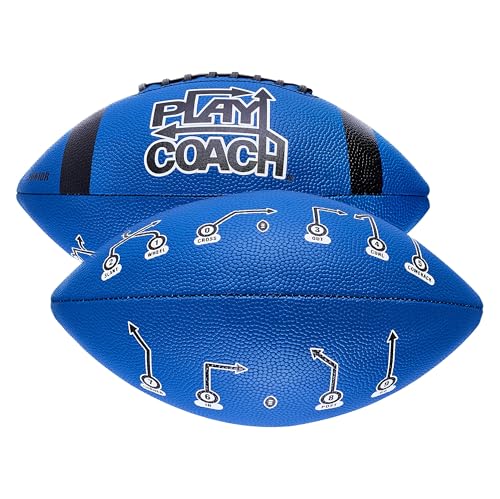 PlayCoach Youth Football in Junior & Peewee Sizes with 10 Basic Passing Routes for Kids 6 to 12 - Endorsed by Drew Brees, Beach Football, Kids Football, Leather Peewee Size