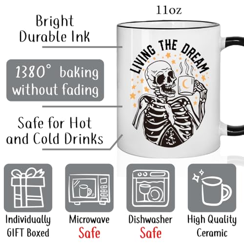 Taza Calavera Divertida de Porcelana 11oz Blanca miniatura 2