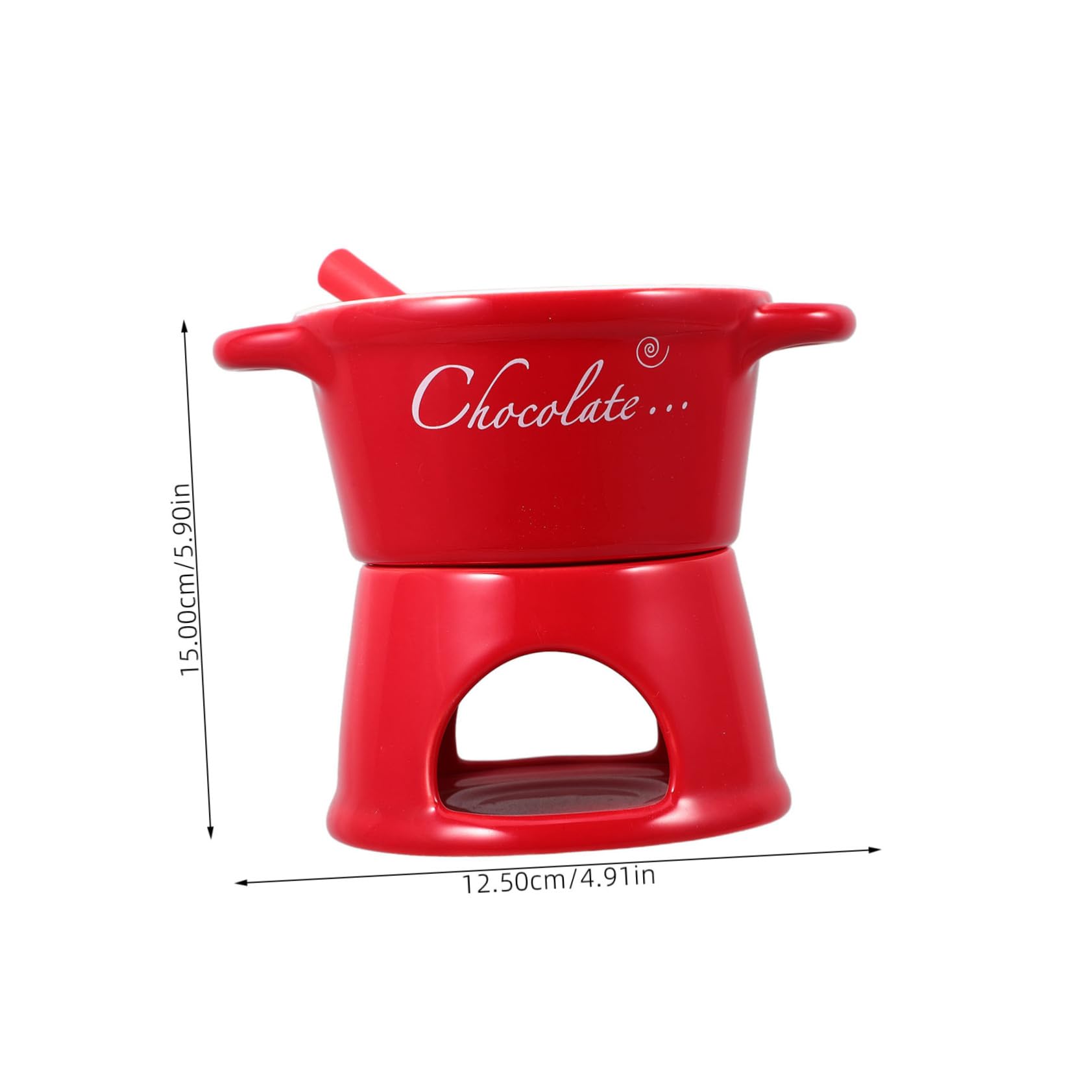 Ciieeo Ceramic Chocolate Melting Pot Fondue Hot Pot for Cheese Butter Dessert Quick Heating Easy to Clean for Gatherings Romantic Dinners Red