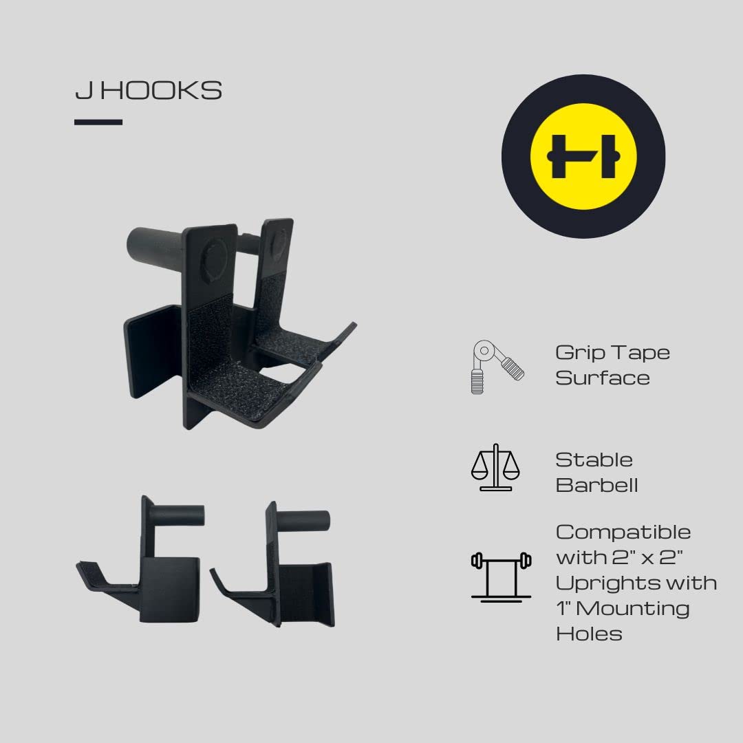 HulkFit 2â€? x 2â€? Power Cage, Squat Rack, Strength Training Home Gym J Hooks - Pair
