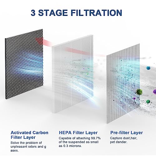 Replacement Filters 2 Pack,3-in-1 Filters Compatible with 25 Air Purifier Series Filter S1/W1/B1, H13 True HEPA and Activated Carbon Filters