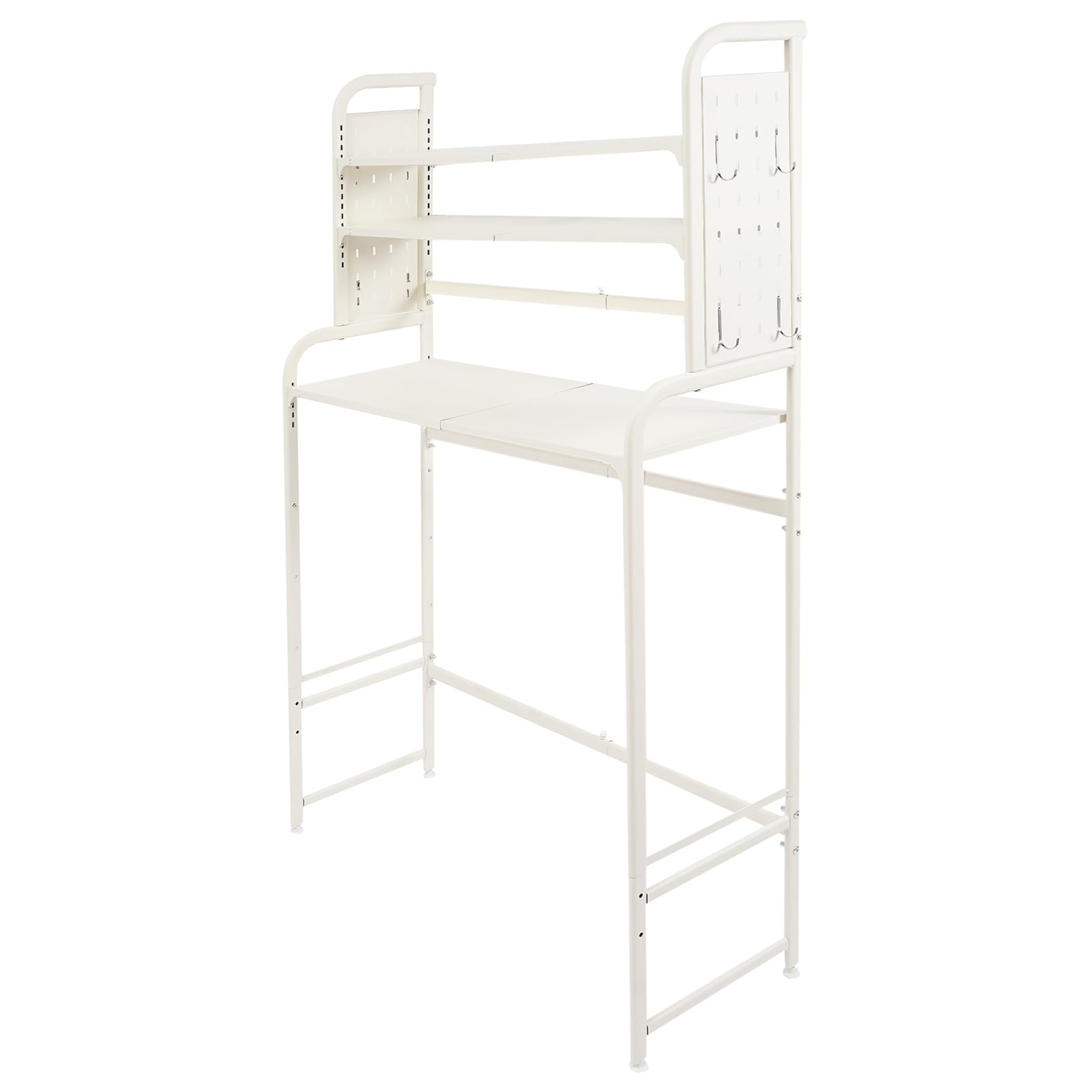 Scaffale per lavatrice, lunghezza allungabile, 3 ripiani, mensola sopra la lavatrice, scaffale per WC regolabile in altezza (bianco)