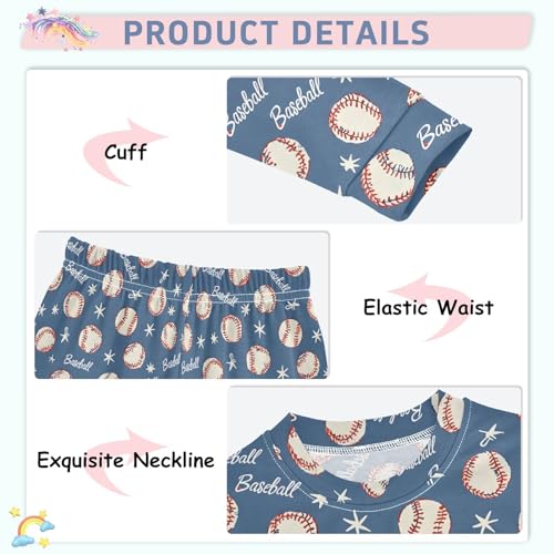 ALAZA Blue Ball Baseball Star 2 Piece Pajama Set Long Sleeve Top and Pants Sleepwear Unisex4