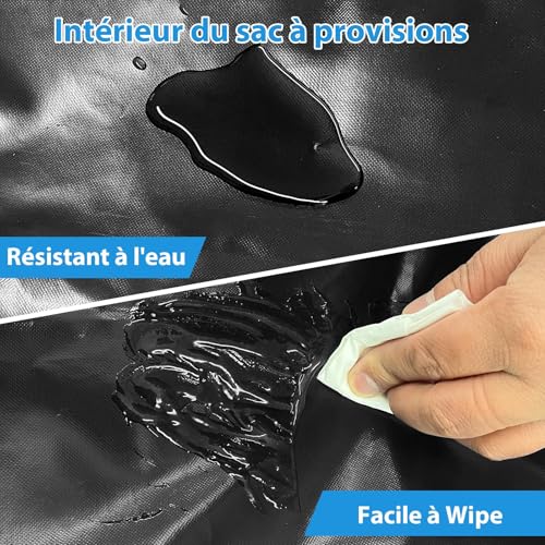 LEUYA ABC Einkaufstrolley, 46 l, Einkaufstrolley, 4 Räder, mit Kühltasche, verstellbare Griffe, Einkaufstrolley, faltbar, leicht, aus Aluminium (blau) – Bild 7