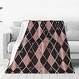 934 Bed Roségold Marmor Rosa Schwarz Geometrisch Kinder Kuscheldecke Pflegeleicht Flanell Sofadecke Dekorativ Sofa Für Zelten, Büro, Strand 150x200cm