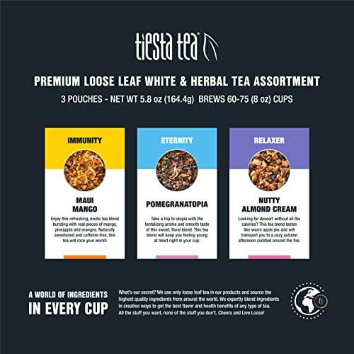 Tiesta Tea - Herbal Loose Leaf Tea Gift Box, 3 Pouches, Medium To No Caffeine, Hot & Iced Tea, Variety Pack With Herbal, White & Fruit Tea Bags, Loose Leaf Herbal Tea Assortment #TOP2