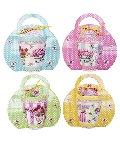 Vasara Lote de 12 Tazas Flores Presentada en Original Estuche Maceta   Detalles Originales para Invitados de Bodas, Regalos Baratos para Comuniones y Cumpleaños Infantiles