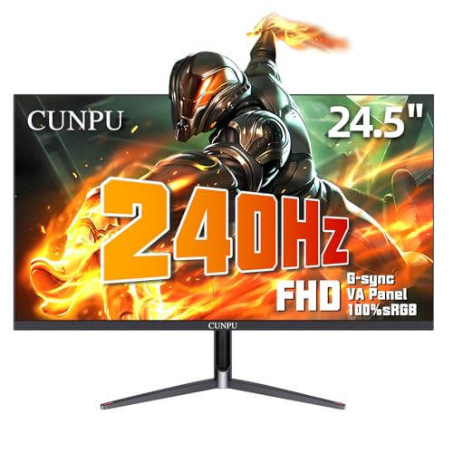 CUNPU 24 Inch 240Hz Gaming Monitor, 1080p FHD, Fast VA Panel, 1ms Adaptive Sync, Ultra Slim Frame,...