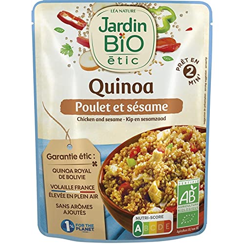 JARDIN BIO - Quinoa et émincé de poulet au sésame bio 250g | Epicerie salée santé et savoureuse | Alimentation biologique pour une vie saine! - Le Lot De 4