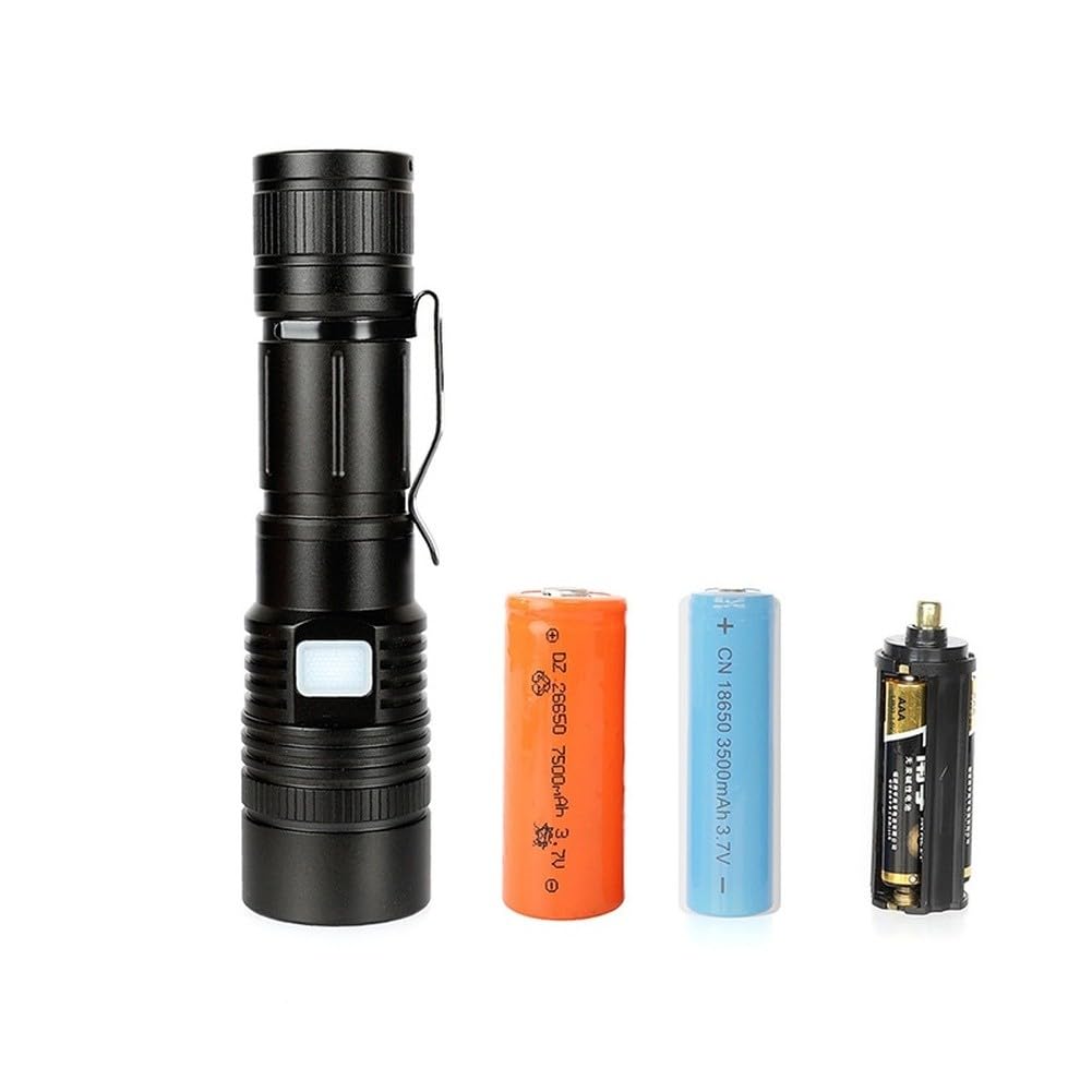 XHP50 LED Taschenlampe, 1200 Lumen USB Wiederaufladbar mit Zoom und 5 Modi, für Camping Wandern Notfall
