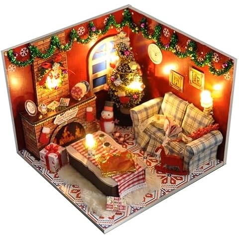 Flever Dollhouse Miniature DIY Kit with Furniture Cover