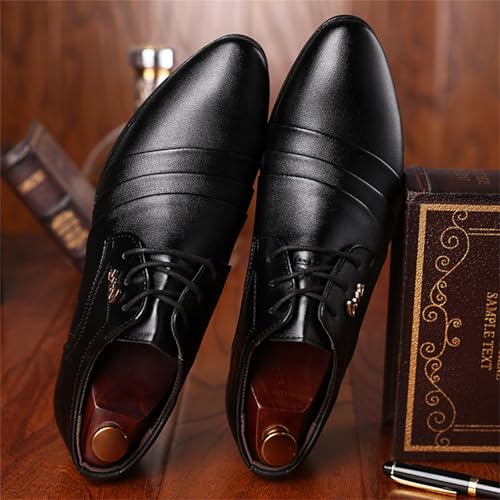 Men Classic Black Business Shoes Pointed-Toe Lace-up Soft Oxfords Shoes Modern Wedding Formal Dress Shoes for Men3