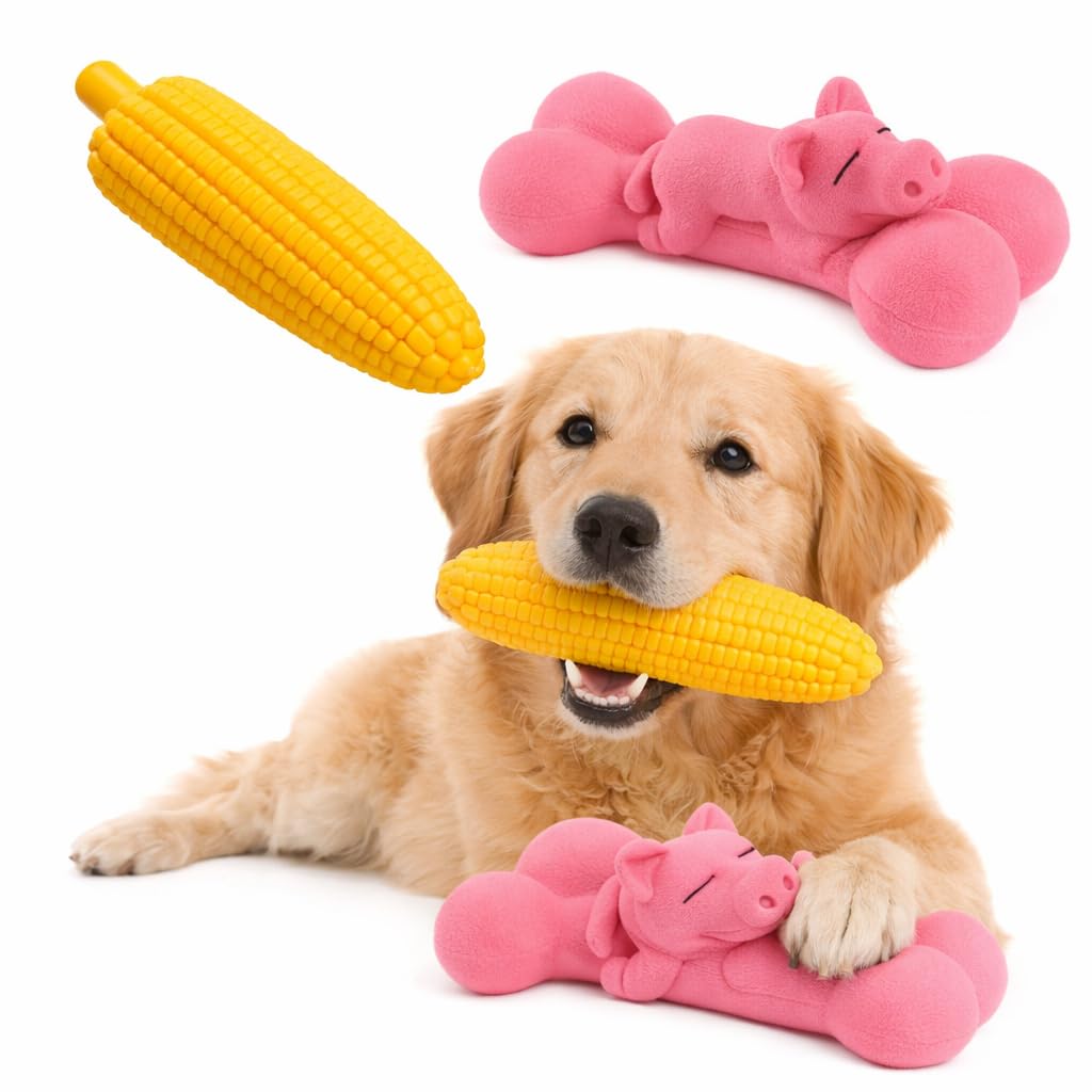 Dog Squeaky Toy Combo Corn & Duck Shape Chew Toys for Dog & Cat | Interactive Sound Toys for Puppy Play Fetch Training | Durable Textured Chew Toys for Boredom Relief Teeth Cleaning Fun Play-image-20