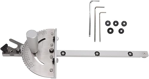 Miniatura 6 de Medidor de inglete para sierra de mesa, inglete universal de aluminio de alta precisión con múltiples topes angulares, herramientas de bricolaje