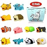 TOPADORER 12Pcs Cable Bite, Animal Bite Cable Protector Dog Shark Cat Tiger Panda Cable Bites Phone Cord Protectors
