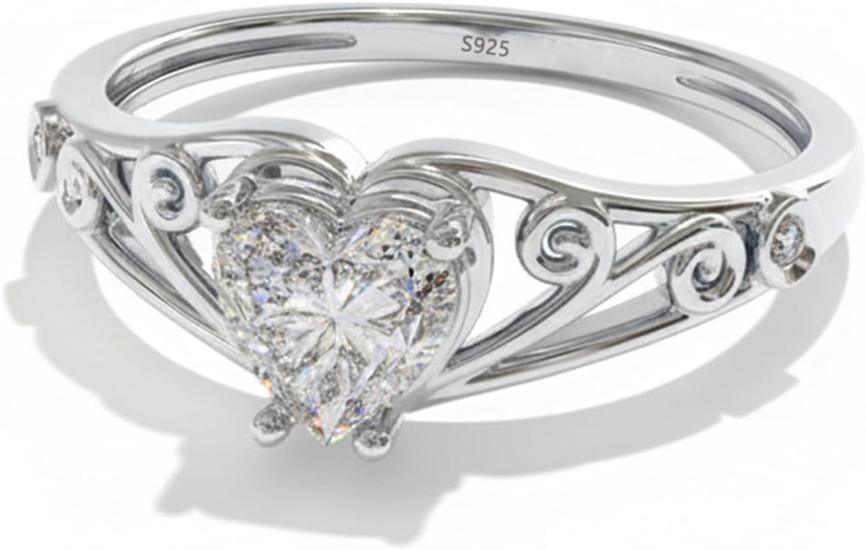 Genuine 2.0 Carat Solitaire Heart Cut Moissanite Engagement Ring Promise Wedding Anniversary Rings for Women Size 3-15