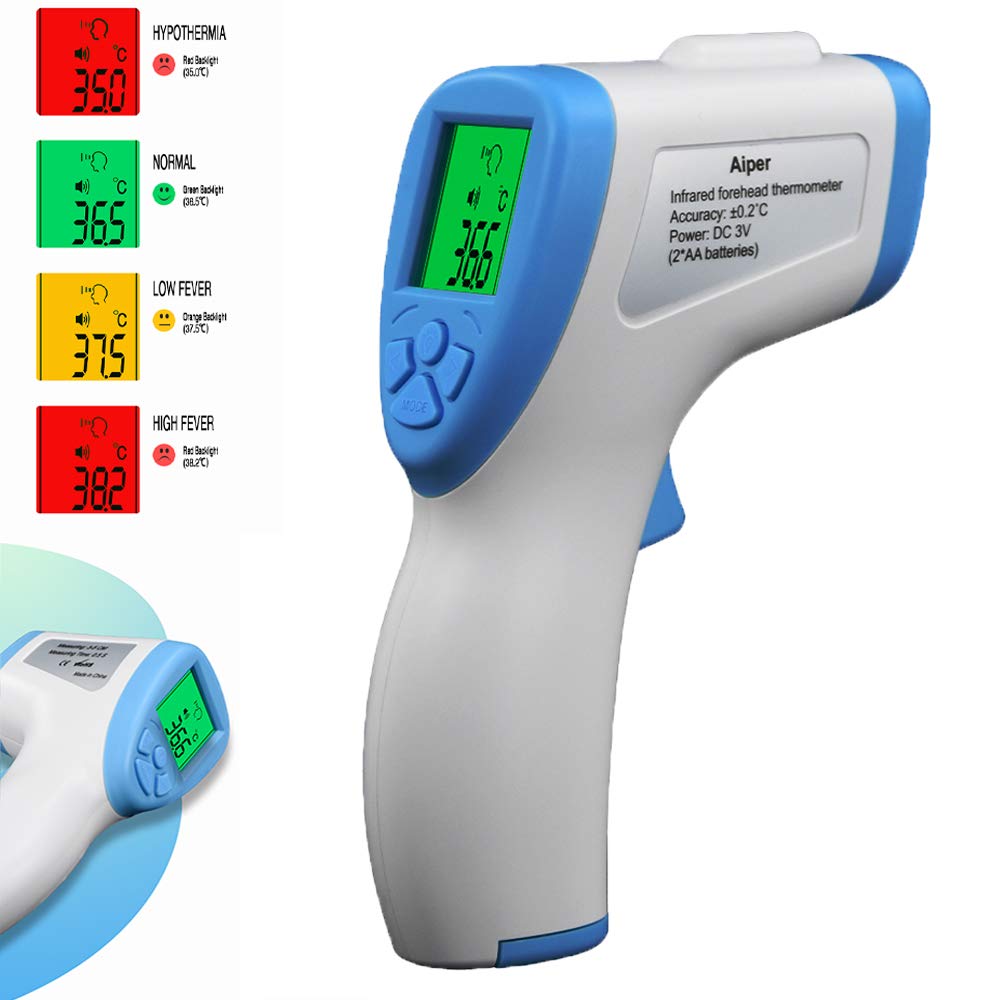 Non Contact Infrared Thermometer Forehead Thermometer for Fever Alarm and Memory Function for Babies, Adults, Indoor and Outdoor Use