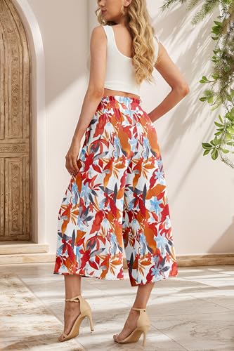 Image of IWOLLENCE Women Flowy Loose Wide Leg Pant Summer Beach Casual Trousers high Waist Adjustable Knot Business Work Casual Pants