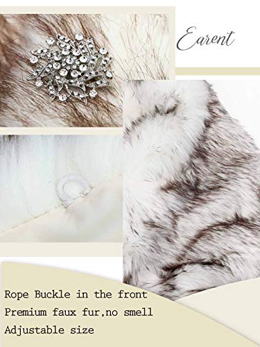 EARENT Women's Faux Fur Shawls and Wraps 1920s Bride Wedding Fur Scarf Bridal Fur Stoles for Brides and Bridesmaids (White+Brown)4