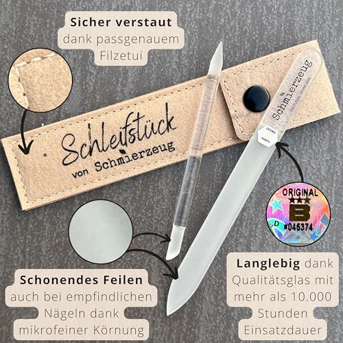 Element szlifujący, zestaw pilników do paznokci, szklany pilnik do paznokci, patyczek do manicure, pilnik do paznokci i drążek do manicure w etui filcowym, zdobienie paznokci