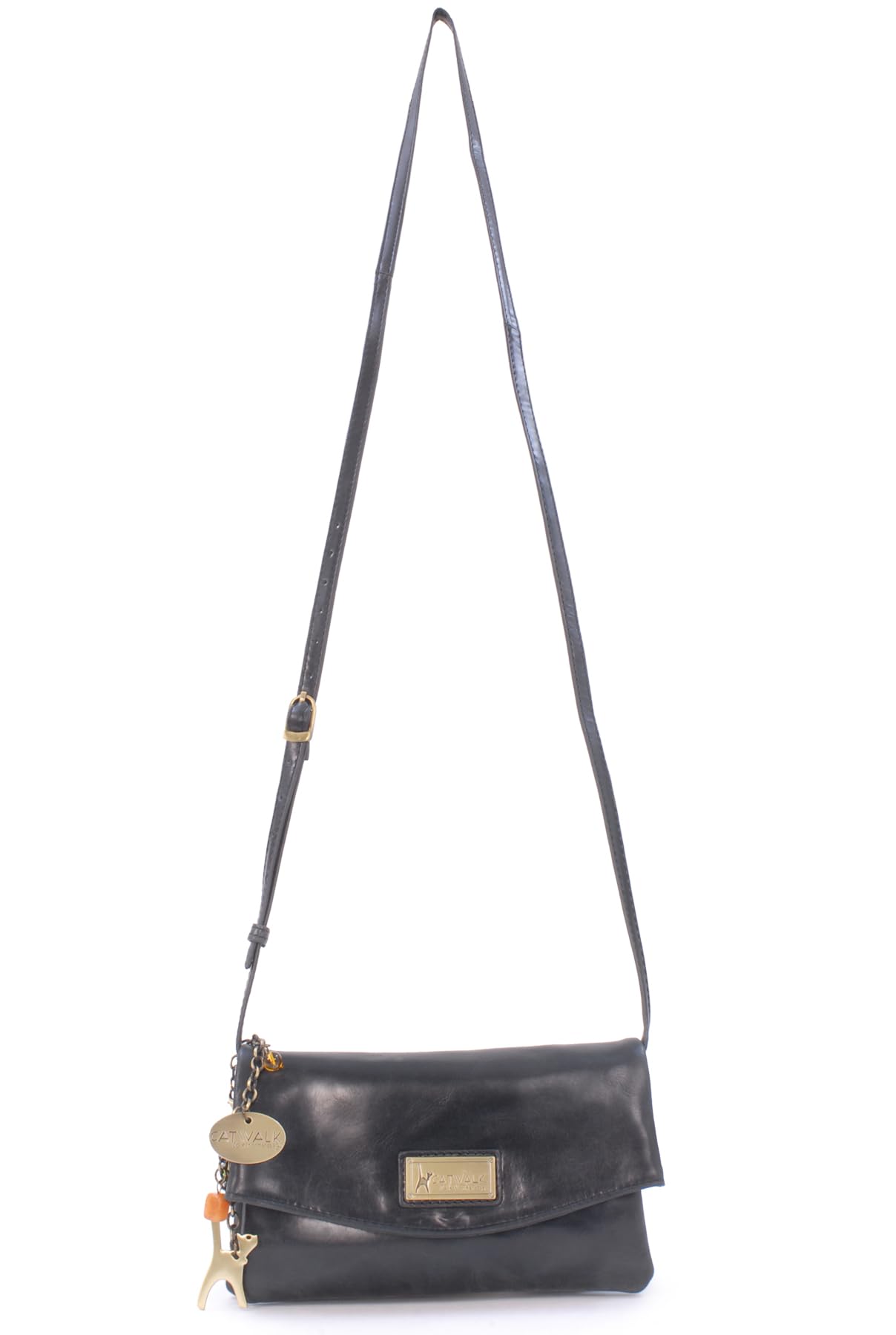 Catwalk Collection Handbags - Damska Skórzana Torebka Crossbody - Mała Torba Kopertówka Wieczorowa - Regulowany Odpinany Pasek - Hannah