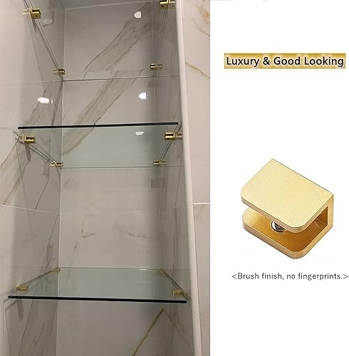 Miniatura 10 de Abrazadera de cristal de ducha, panel fijo sin taladrar sobre vidrio, clip para puerta de ducha, soporte de clip de panel fijo en U (4, abrazadera