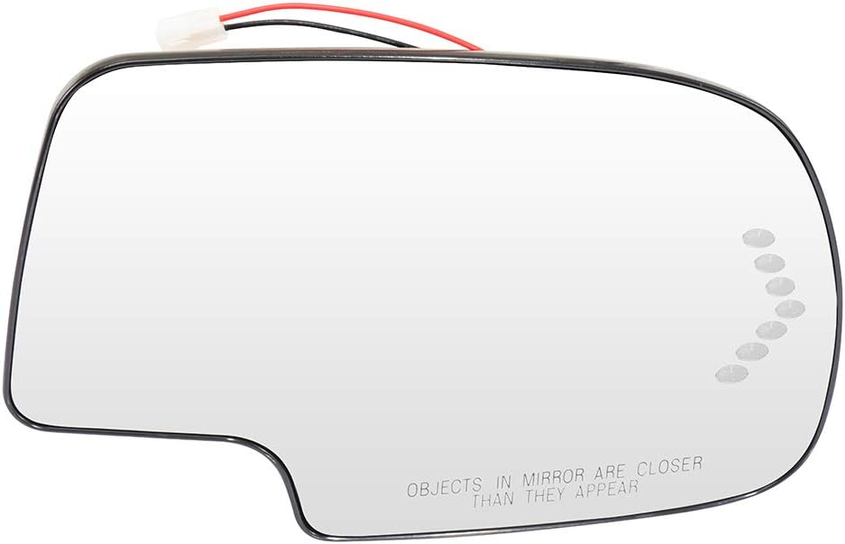 cciyu Door Mirror Glass Right Driver Side Power Heated Signal fit for 2003-2007 For Chevy Silverado Suburban For GMC Sierra Yukon