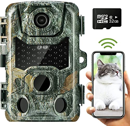Crenova Trail Camera with 32GB SD Card 4K with APP Control Waterproof IP66 Night Vision Game Hunting Cam for Wildlife Scouting Monitoring with 40pcs 940nm No Glow LED 120°65ft