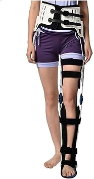 Adjustable Hip Joint Fixation Bracket, Adjustable Knee Support Hip Knee Ankle Foot Orthosis Leg Fracture Lower Limb Paralysis Hip Walking Fixed with Walking Boots for Groin StrainRight