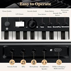 DREAMADE Clavier Électronique Pliable avec 88 Touches, Piano Numérique avec Sac de Rangement et Pupitre, Écran LCD et… - Les Beatles, Paul McCartney, John Lennon, RIngo Starr, George Harrison DREAMADE Clavier Électronique Pliable avec 88 Touches, Piano Numérique avec Sac de Rangement et Pupitre, Écran LCD et… – Image 4