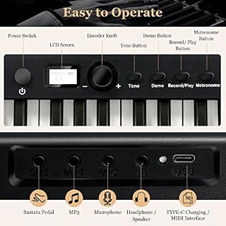DREAMADE Clavier Électronique Pliable avec 88 Touches, Piano Numérique avec Sac de Rangement et Pupitre, Écran LCD et… - Les Beatles, Paul McCartney, John Lennon, RIngo Starr, George Harrison DREAMADE Clavier Électronique Pliable avec 88 Touches, Piano Numérique avec Sac de Rangement et Pupitre, Écran LCD et… – Image 4