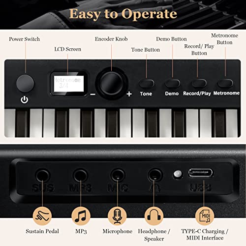 DREAMADE Clavier Électronique Pliable avec 88 Touches, Piano Numérique avec Sac de Rangement et Pupitre, Écran LCD et… - Les Beatles, Paul McCartney, John Lennon, RIngo Starr, George Harrison DREAMADE Clavier Électronique Pliable avec 88 Touches, Piano Numérique avec Sac de Rangement et Pupitre, Écran LCD et… – Image 5