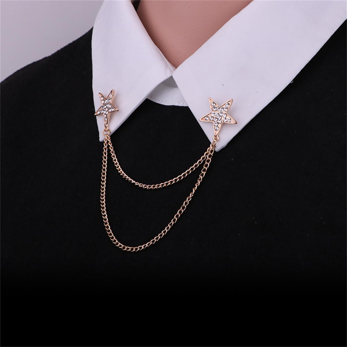 Double Rhinestone Stars Brooch Pin for Women Girls Men image 3