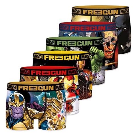 FREEGUN Men's Marvel-Pack of 6 Boxer Shorts Briefs, 11, S Cover
