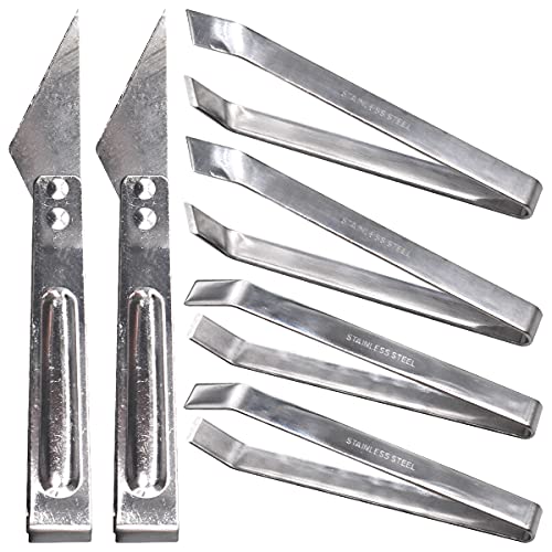 Saijer Pinzas de Acero Inoxidable,Pinzas Profesionales para Tirar de Las Espinas de Pescado Pinzas de Alta Precisión para la Eliminación de Huesos de Pescado en la Cocina Reparación de Belleza(6PCS) Cover