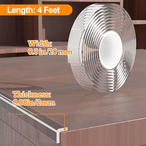 Image of 4 FT Corner Protectors Baby Proofing, Clear Edge Protector Strip, Soft Corner Protectors for Kids, Baby Child Safety Tables Corner Guards for Furniture Against Sharp Corners for Cabinets, Tables