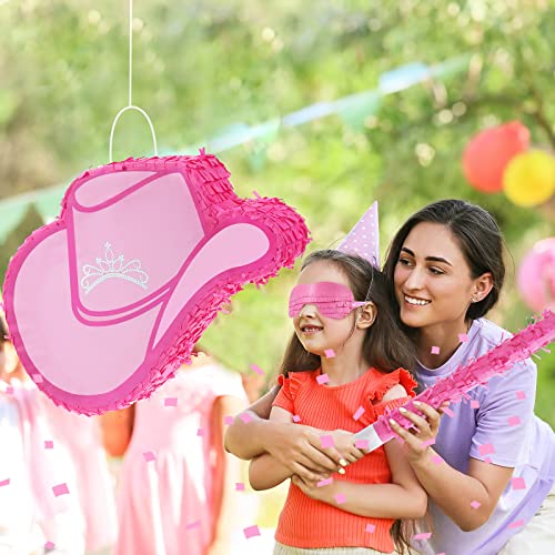 image for Jexine Cowgirl Hat Piñata Bundle with a Blindfold and Bat Birthday Pi