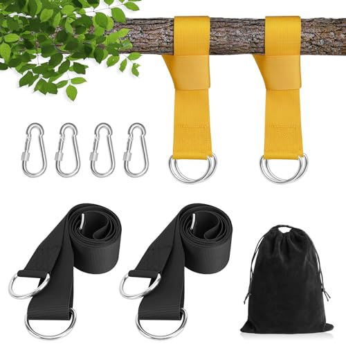 DONILIGA Adjustable Tree Swing Hanging kit Swing Straps for Tree Branch (4 piece suit for Hammock Straps,Tire Swing Kit and Hammock Tree Straps -Adjustable length ?with 4 Locking Carabiners